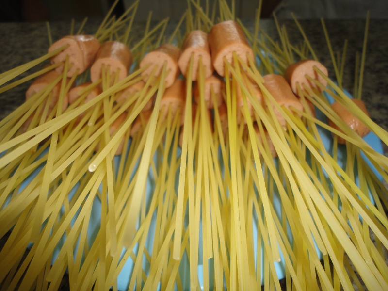 Home cook hotdog spaghetti!